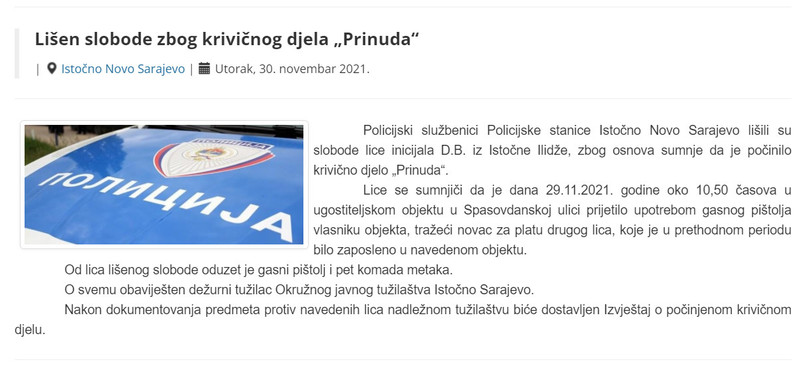 Bosnia-and-Herzegovina-avmp/Lisen-slobode-zbog-krivicnog-djela-Prinuda