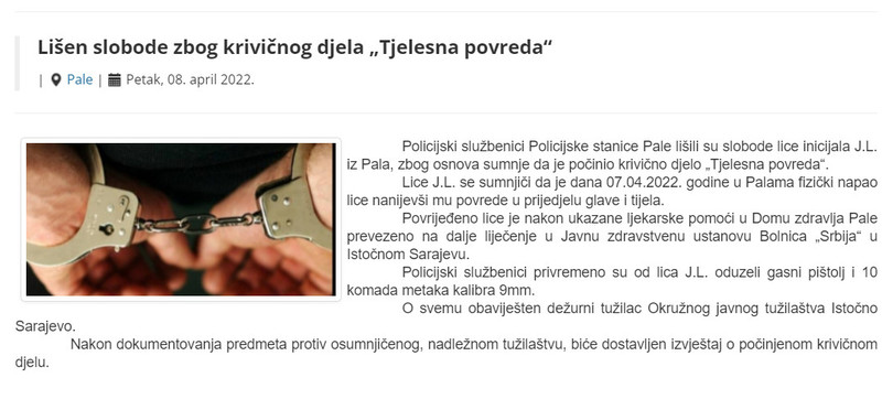 Bosnia-and-Herzegovina-avmp/Lisen-slobode-zbog-krivicnog-djela-Tjelesna-povreda