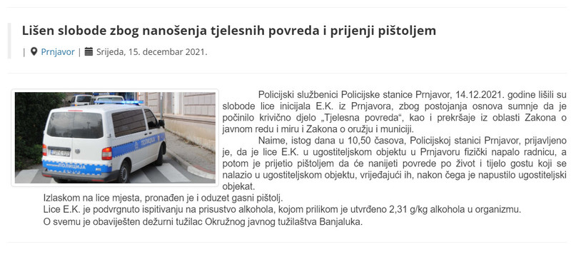 Bosnia-and-Herzegovina-avmp/Lisen-slobode-zbog-nanosenja-tjelesnih-povreda-i-prijenji-pist