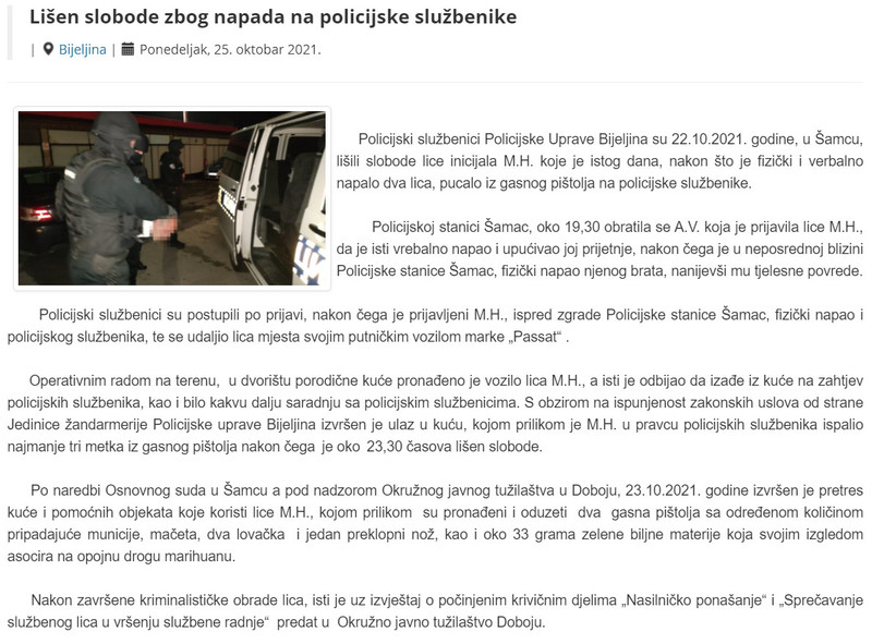 Bosnia-and-Herzegovina-avmp/Lisen-slobode-zbog-napada-na-policijske-sluzbenike