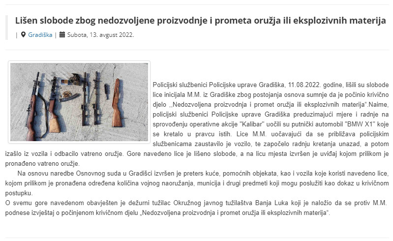 Bosnia-and-Herzegovina-avmp/Lisen-slobode-zbog-nedozvoljene-proizvodnje-i-prometa-oruzja-i_1