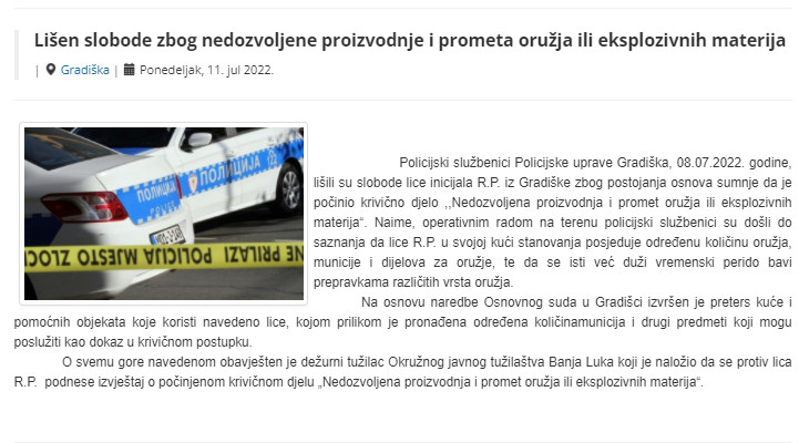Bosnia-and-Herzegovina-avmp/Lisen-slobode-zbog-nedozvoljene-proizvodnje-i-prometa-oruzja-i