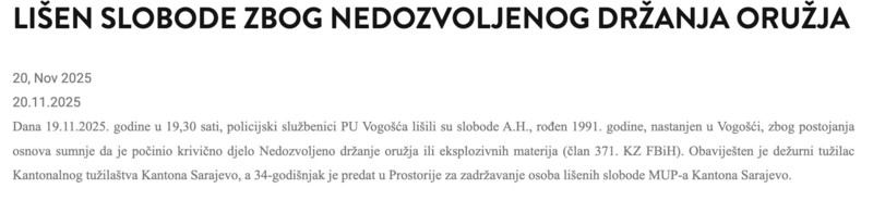 Bosnia-and-Herzegovina-avmp/Lisen-slobode-zbog-nedozvoljenog-drzanja-oruzja-_-Ministarstvo_1
