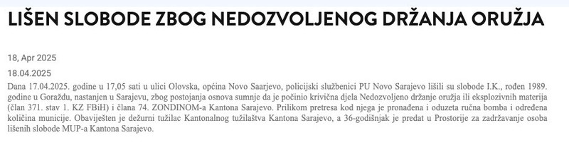 Bosnia-and-Herzegovina-avmp/Lisen-slobode-zbog-nedozvoljenog-drzanja-oruzja-_-Ministarstvo