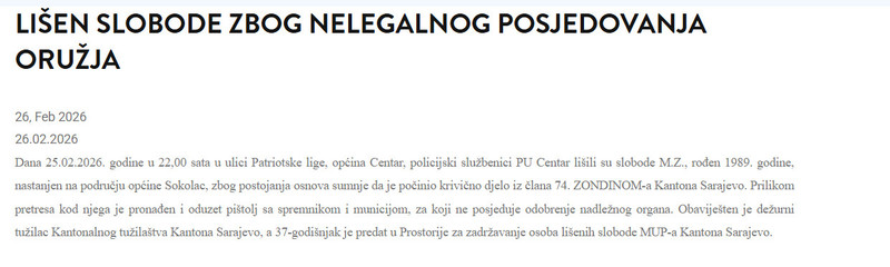 Bosnia-and-Herzegovina-avmp/Lisen-slobode-zbog-nelegalnog-posjedovanja-oruzja_1