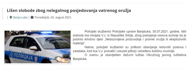Bosnia-and-Herzegovina-avmp/Lisen-slobode-zbog-nelegalnog-posjedovanja-vatrenog-oruzja