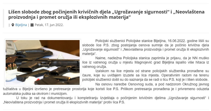 Bosnia-and-Herzegovina-avmp/Lisen-slobode-zbog-pocinjenih-krivicnih-djela-Ugrozavanje-sigu