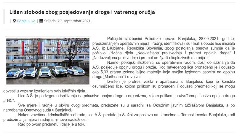 Bosnia-and-Herzegovina-avmp/Lisen-slobode-zbog-posjedovanja-droge-i-vatrenog-oruzja