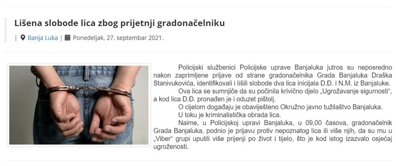 Bosnia-and-Herzegovina-avmp/Lisena-slobode-lica-zbog-prijetnji-gradonacelniku