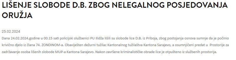 Bosnia-and-Herzegovina-avmp/Lisenje-slobode-D.B.-zbog-nelegalnog-posjedovanja-oruzja-_-Mi