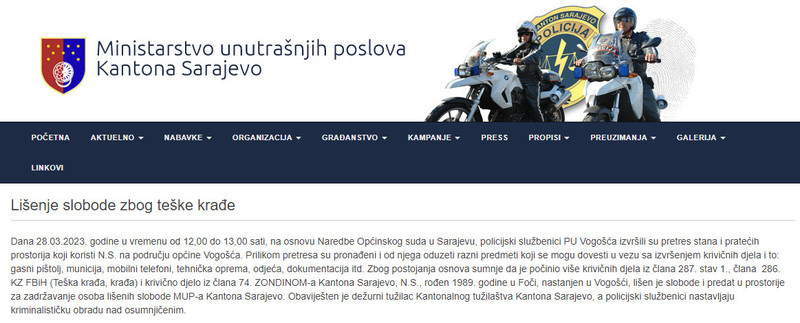 Bosnia-and-Herzegovina-avmp/Lisenje-slobode-zbog-teske-kradje