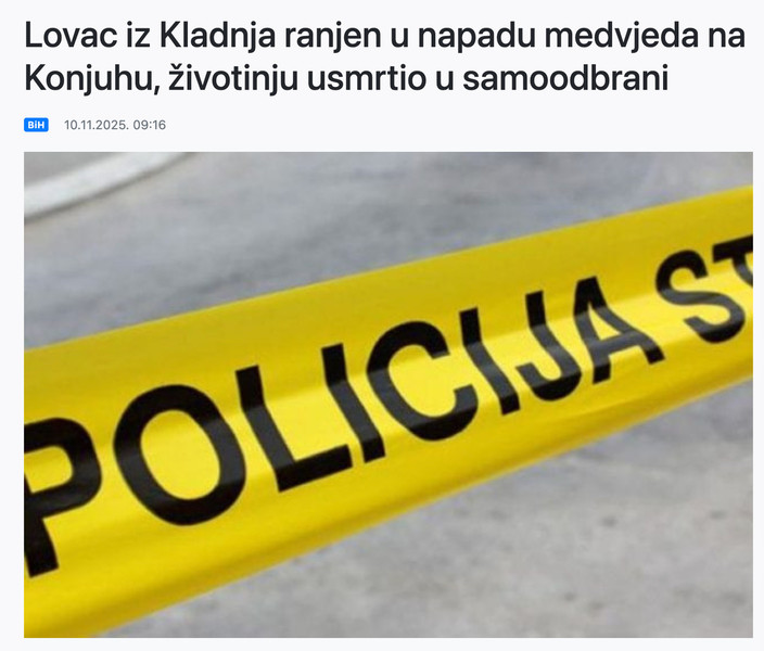 Bosnia-and-Herzegovina-avmp/Lovac-iz-Kladnja-ranjen-u-napadu-medvjeda-na-Konjuhu-zivotinju