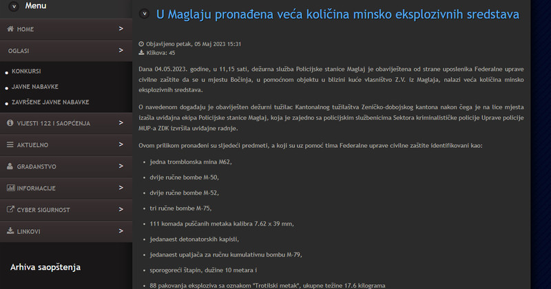 Bosnia-and-Herzegovina-avmp/Maglaj-minsko-eksplozivna-sredstva