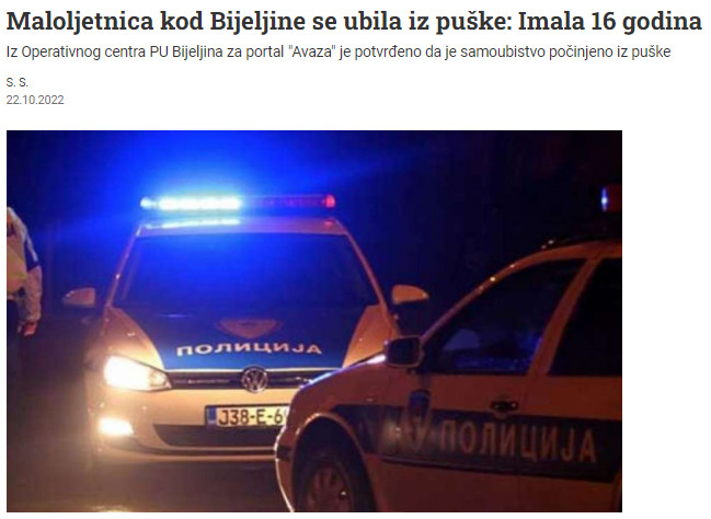 Bosnia-and-Herzegovina-avmp/Maloljetnica-kod-Bijeljine-se-ubila-iz-puske