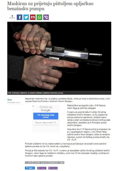 Bosnia-and-Herzegovina-avmp/Maskiran-uz-prijetnju-pistoljem-opljackao-benzinsku-pumpu