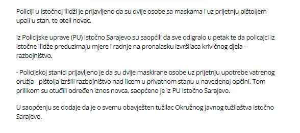Bosnia-and-Herzegovina-avmp/Maskirani-pljackasi-sa-pistoljima-upali-u-stan-prijetili-da-ce