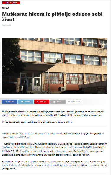 Bosnia-and-Herzegovina-avmp/Muskarac-hicem-iz-pistolje-oduzeo-sebi-zivot