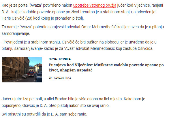Bosnia-and-Herzegovina-avmp/Muskarac-se-sam-ranio-Osivcic-mu-je-oteo-pistolj