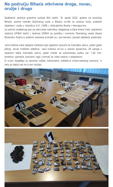Bosnia-and-Herzegovina-avmp/Na-podrucju-Bihaca-otkrivena-droga-novac-oruzje-i-drugo