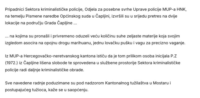 Bosnia-and-Herzegovina-avmp/Na-podrucju-Capljine-pronadena-droga-i-oruzje--GlasKrajine.ba-_1