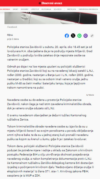 Bosnia-and-Herzegovina-avmp/Na-podrucju-Zavidovica-pronadeno-i-oduzeto-vatreno-oruzje-priv