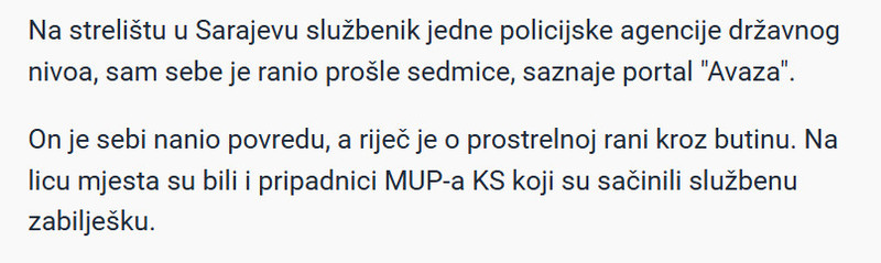 Bosnia-and-Herzegovina-avmp/Na-strelistu-u-Sarajevu-Sluzbenik-sam-sebe-ranio