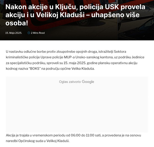 Bosnia-and-Herzegovina-avmp/Nakon-akcije-u-Kljucu-policija-USK-provela-akciju-i-u-Velikoj-