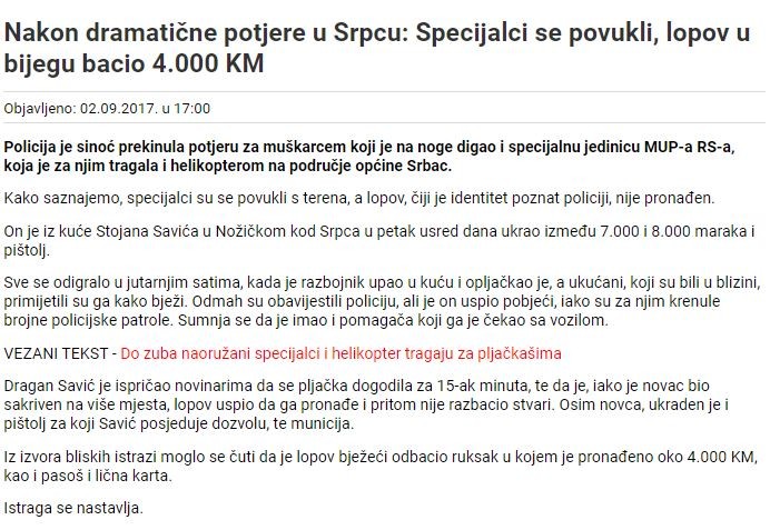 Bosnia-and-Herzegovina-avmp/Nakon-dramaticne-potjere-u-Srpcu--Specijalci-se-povukli-lopov-