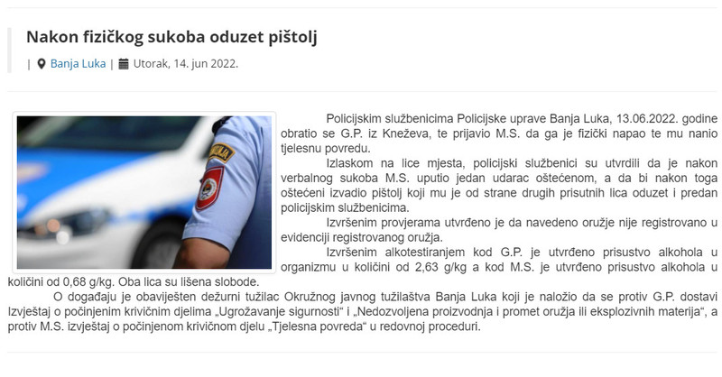 Bosnia-and-Herzegovina-avmp/Nakon-fizickog-sukoba-oduzet-pistolj