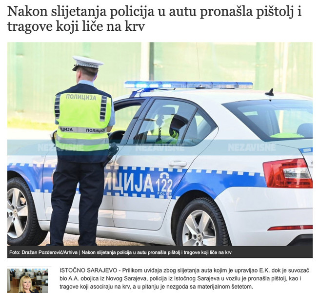Bosnia-and-Herzegovina-avmp/Nakon-slijetanja-policija-u-autu-pronasla-pistolj-i-tragove-ko