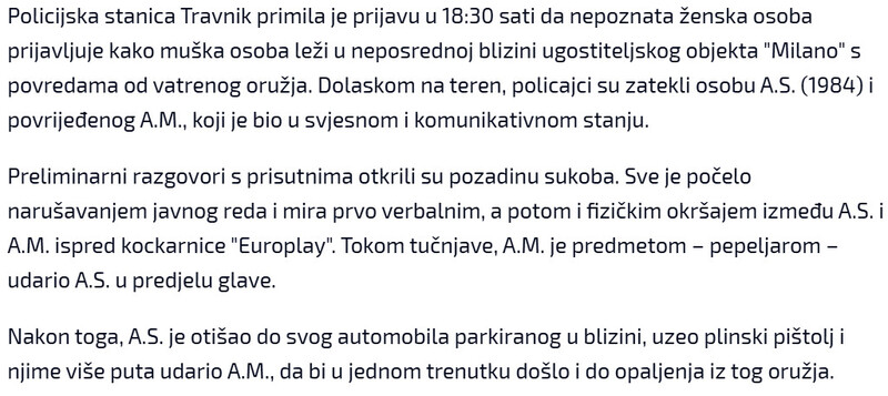 Bosnia-and-Herzegovina-avmp/Nakon-svade-i-tucnjave-ispred-kockarnice-u-Travniku-Muskarac-povrijeden-plinskim-pistoljem-osumnjiceni-priveden