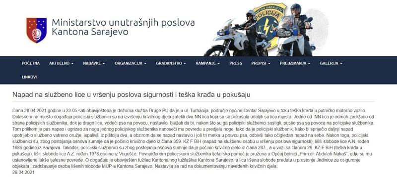 Bosnia-and-Herzegovina-avmp/Napad-na-sluzbeno-lice-u-vrsenju-poslova-sigurnosti-i-teska-kr