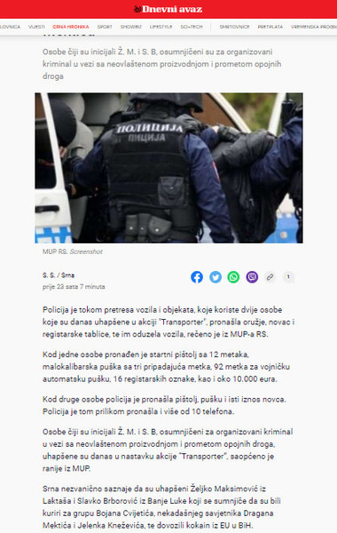 Bosnia-and-Herzegovina-avmp/Nastavak-akcije-_Transporter__-Uhapsene-dvije-osobe-bili-kuri