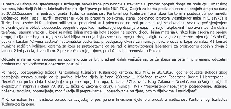 Bosnia-and-Herzegovina-avmp/Nastavak-akcije-na-sprecavanju-zloupotrebe-opojnih-droga---jednom-licu-iz-Tuzle-oduzeta-sloboda_1