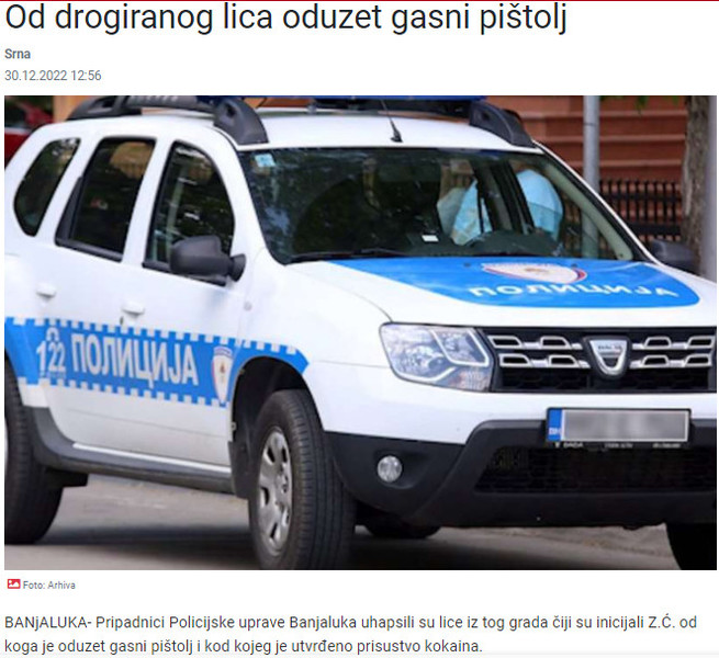 Bosnia-and-Herzegovina-avmp/Od-drogiranog-lica-oduzet-gasni-pistolj