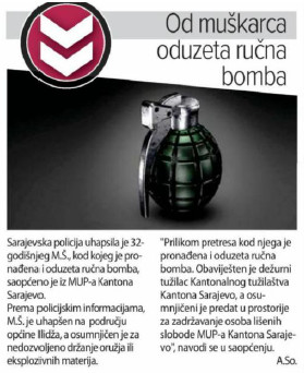 Bosnia-and-Herzegovina-avmp/Oduzeta-rucna-bomba