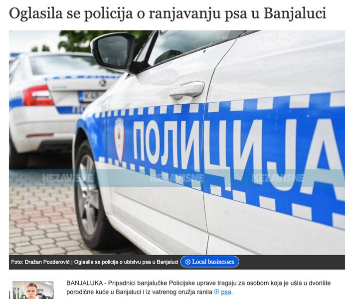 Bosnia-and-Herzegovina-avmp/Oglasila-se-policija-o-ranjavanju-psa-u-Banjaluci