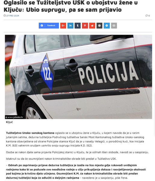 Bosnia-and-Herzegovina-avmp/Oglasilo-se-Tuziteljstvo-USK-o-ubojstvu-zene-u-Kljucu_-Ubio-su