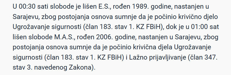 Bosnia-and-Herzegovina-avmp/Oglasio-se-MUP-KS-o-tucnjavi-u-Sarajevu-Tri-osobe-uhapsene