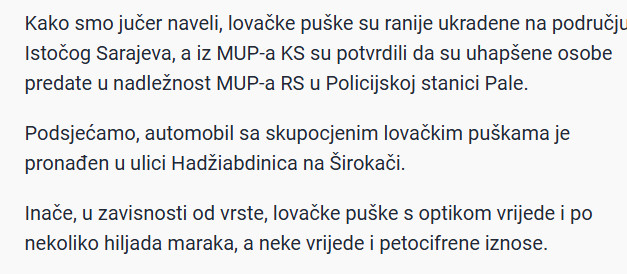 Bosnia-and-Herzegovina-avmp/Oglasio-se-MUP-KS-o-ukradenim-lovackim-puskama-u-Audiju