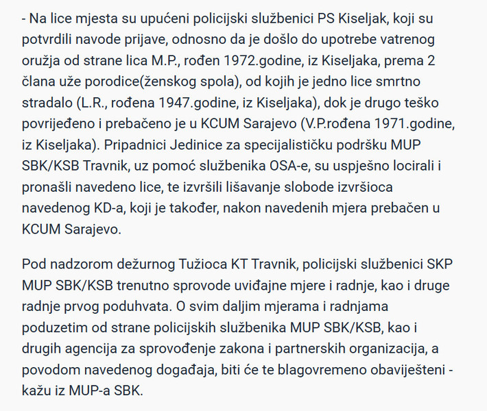 Bosnia-and-Herzegovina-avmp/Oglasio-se-MUP-SBK-Muskarac-koji-je-ubio-punicu-i-pucao-u-suprugu-prebacen-u-KCUM-Sarajevo_1