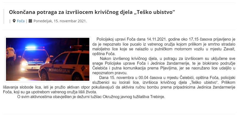 Bosnia-and-Herzegovina-avmp/Okoncana-potraga-za-izvrsiocem-krivicnog-djela-Tesko-ubistvo