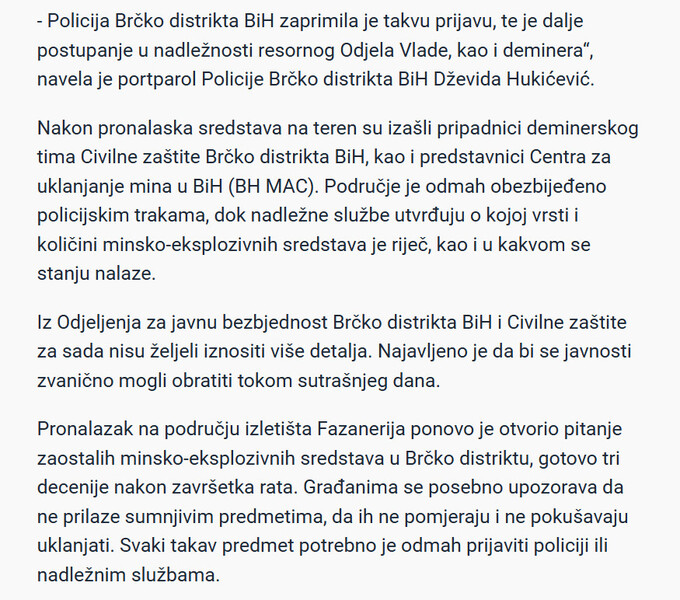 Bosnia-and-Herzegovina-avmp/Opasnost-na-izletistu-Pronadena-veca-kolicina-minsko-eksplozivnih-sredstava_1