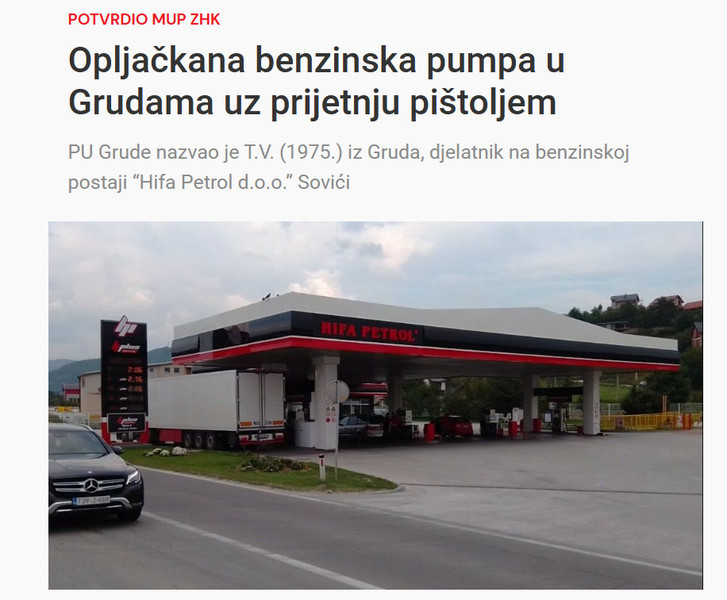 Bosnia-and-Herzegovina-avmp/Opljackana-benzinska-pumpa-u-Grudama-uz-prijetnju-pistoljem