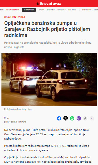Bosnia-and-Herzegovina-avmp/Opljackana-benzinska-pumpa-u-Sarajevu_-Razbojnik-prijetio-pis