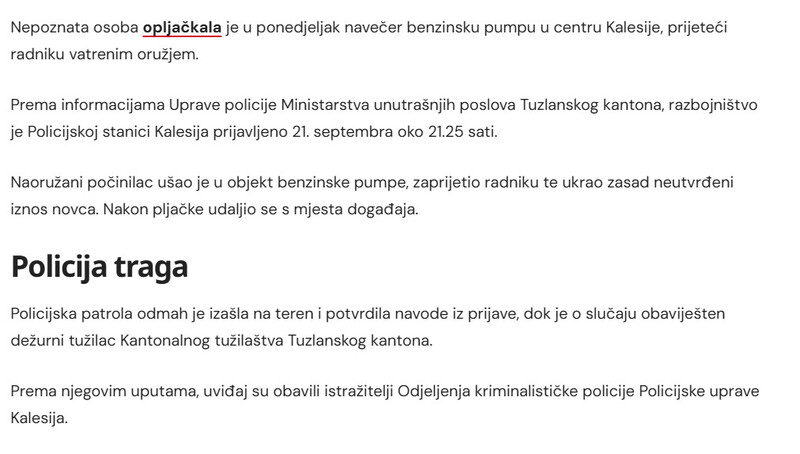 Bosnia-and-Herzegovina-avmp/Opljackana-benzinska-pumpa-u-centru-Kalesije-razbojnik-prijetio-oruzjem_1