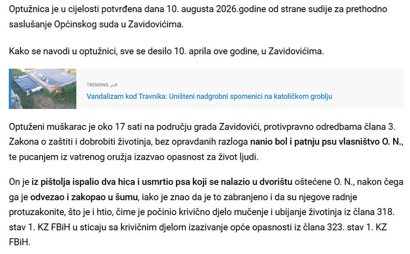 Bosnia-and-Herzegovina-avmp/Optuzen-muskarac-koji-je-mucio-zivotinje-u-Zavidovicima-Iz-pistolja-ubio-vlasnickog-psa_1
