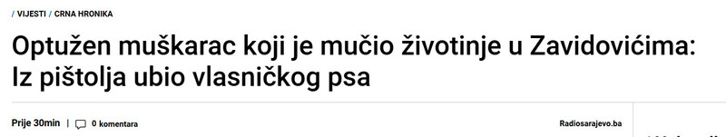 Bosnia-and-Herzegovina-avmp/Optuzen-muskarac-koji-je-mucio-zivotinje-u-Zavidovicima-Iz-pistolja-ubio-vlasnickog-psa