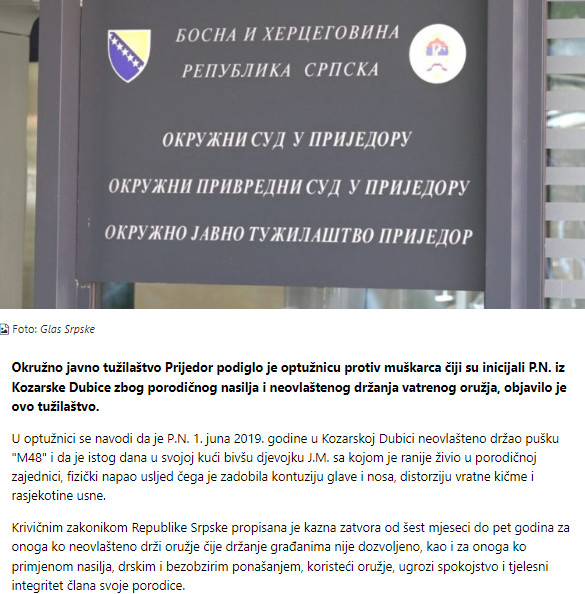 Bosnia-and-Herzegovina-avmp/Optuzen-zbog-porodicnog-nasilja-i-neovlastenog-drzanja-oruzja