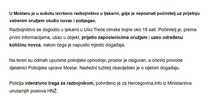 Bosnia-and-Herzegovina-avmp/Oruzana-pljacka-Mostar